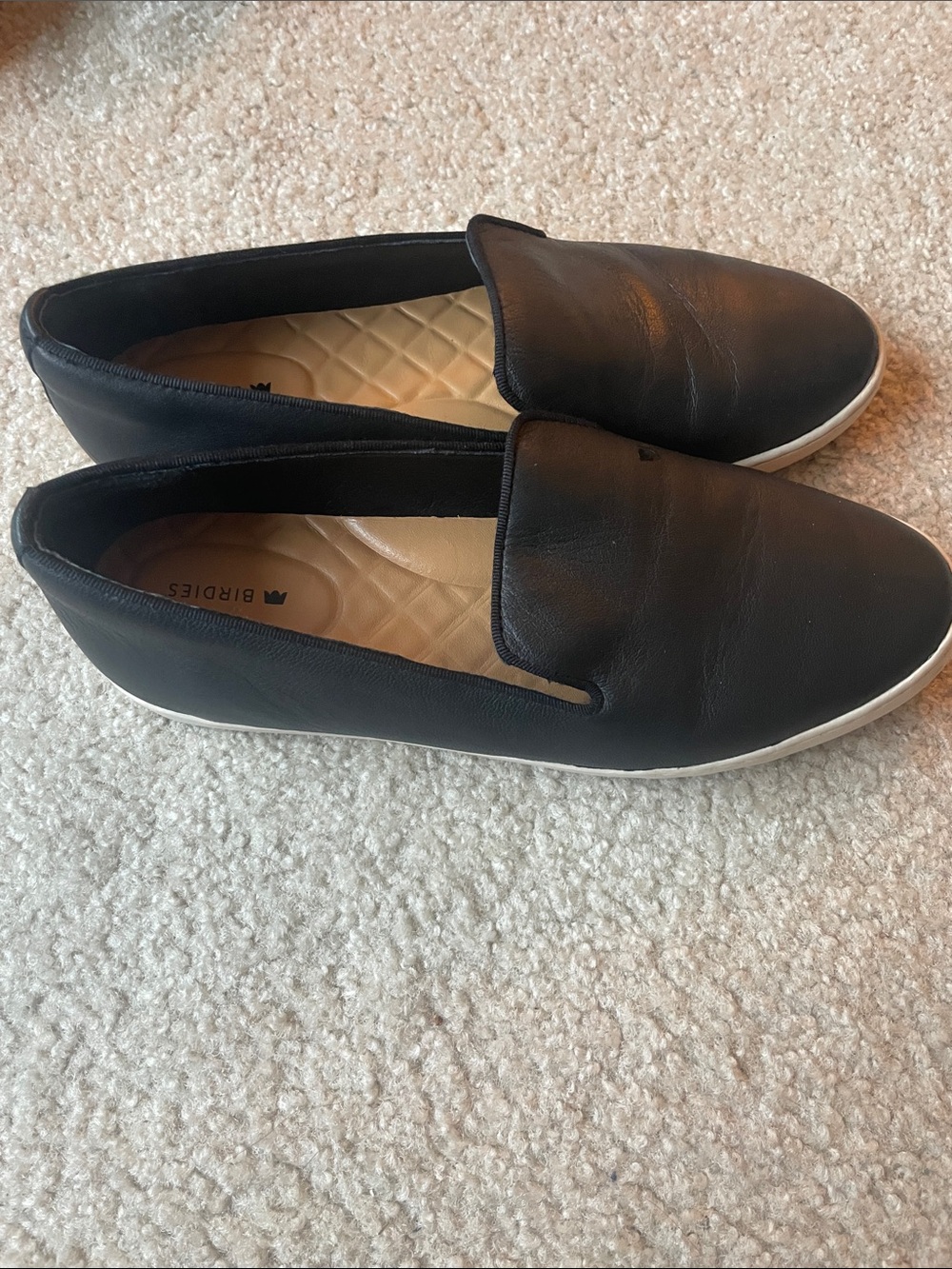 Birdies Black Slip-On Loafers with White Sole